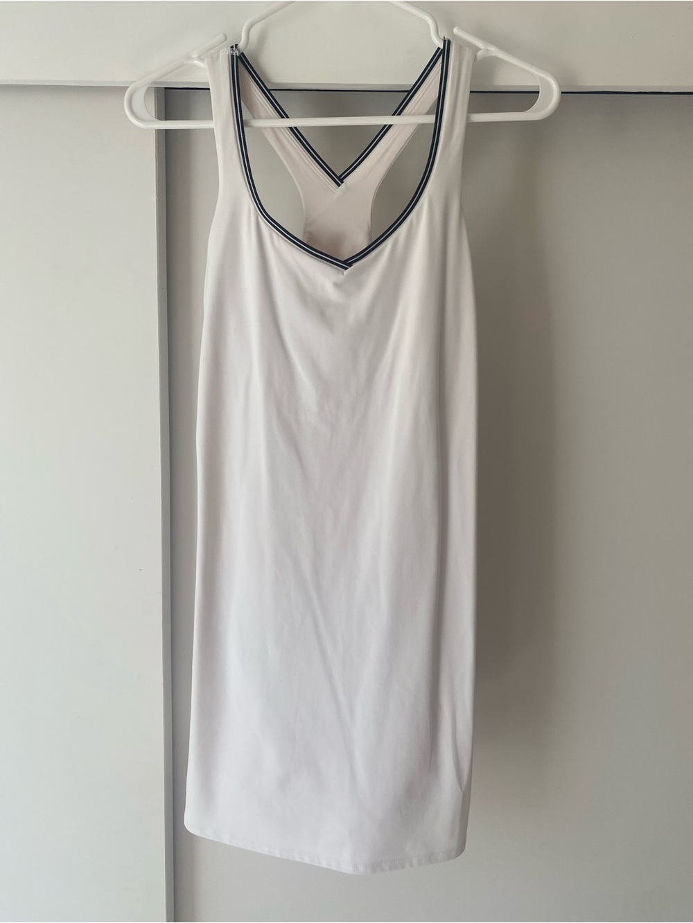 all in motion White Racerback Dress with Navy Trim